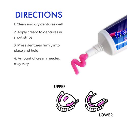 6 Tubes of Freshmint 2 oz. Denture Adhesive, Zinc Free with Natural Beeswax.