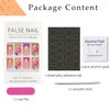 24Pcs Press on Nails Short French Fake Nails Acrylic Square Nude Pink False Nails with Flower Designs Full Cover Stick on Nails Glue on Nails for Women and Girls