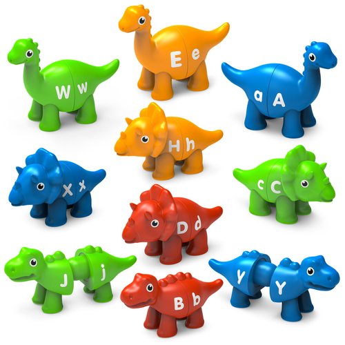 Montessori Toys for 2 3 Year Olds, Alphabet Learning Toys for Age 2-4 Boys & Girls, 26 PCS Double-Sided Dinosaur Toys for Kids 2-4, Educational Toys for 2 3 4 5 Year Olds, Preschool Activities