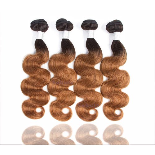 Sakula Ombre Body Wave 100% Human Hair Bundles Brazilian Unprocessed Virgin Remy Hair Extensions with 1B/30 Color (16 16 18 18 inch)…