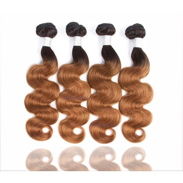 Sakula Ombre Body Wave 100% Human Hair Bundles Brazilian Unprocessed Virgin Remy Hair Extensions with 1B/30 Color (16 16 18 18 inch)…