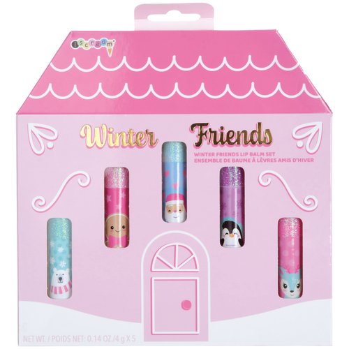 iscream Winter Friends 5-Piece Scented Holiday Lip Balm Set