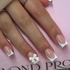 French Tip Press on Nails Short Square Fake Nails Glossy White French Full Cover Glue on Nails with 3D Resin Bow Charm Designs Reusable Nude Stick on Nails for Women Girls Acrylic Manicure 24Pcs