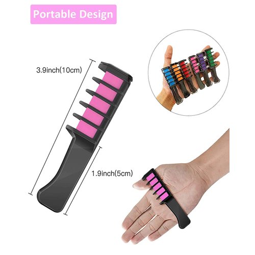 Hair Chalk Combs - Temporary Bright Hair Color for Girls & Kids - Perfect for Parties, Holidays & Special Occasions like Birthday, St. Patrick's Day, Easter, Mother's Day, Children's Day