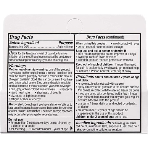 Benzodent Denture Cream .25 Oz, Pack of 12