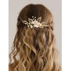 Brishow Gold Leaf Bride Wedding Hair Comb Rhinestone Hair Pieces Flower Bridal Hair Accessories for Women and Girls