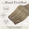 Full Shine 22 Inch Hair Weft Extensions Remy Hair Genius Weft Hair Extensions Human Hair Hand Tied Hair Extensions Real Human Hair Color Light Brown Highlight Platinum Blonde Human Hair Bundles 60G