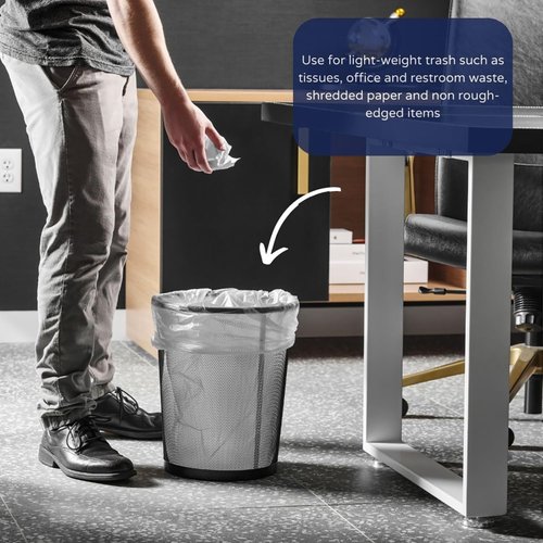 Plasticplace 4 Gallon Trash Bags │ 6 Microns │ Clear Garbage Can High Density Liners │ 17" x 18" (100 Count)