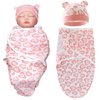 Reborn Baby Dolls Clothes Outfit Accessories Pink Heart Swaddle Blanket & Hat 2 Pcs Set for 17-22 Inch Reborn Doll Newborn Girl&Boy