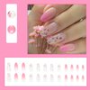 ROFIBUT Flower Press on Nails Medium Almond Fake Nails Glossy Gradient Pink Glue on Nails Small Floral False Nails Pink French Full Cover Stick on Nails for Women Girls Manicure Decoration 24Pcs