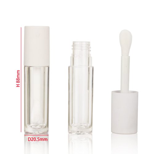 COSIDEA 24 pcs Empty 5ml big brush lip gloss tube White round lipgloss tubes container with big doe foot wand