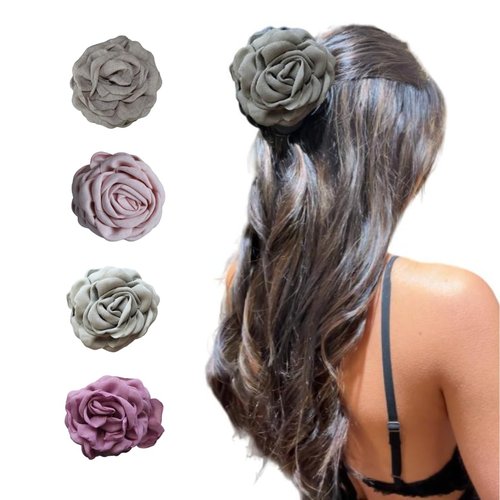 Generic Rose Flower Claw Clip | Rose Flower Hair Clip for Women (Grey), 1 Count (Pack of 1)
