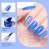 Born Pretty Ice Jelly Gel Nail Polish Jelly Deep Blue Gel Nail Polish Sheer Transparent Deep Blue Natural Translucent Hema-Free Soak Off Gel Polish Nail Art DIY 15ML