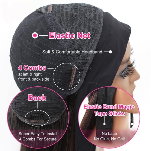 Deep Wave Headband Wig Human Hair 12inch None Lace Front Wigs Brazilian Virgin Hair Machine Made Wigs Glueless Deep Curly Wave Headband Half Wigs for Black Women Human Hair Natural Color