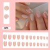 Bellelfin 24Pcs Short Oval Press on Nails Almond Fake Nails with Aurora Glitter Designs, Full Cover False Nail Nude Acrylic Nails Press Ons Reusable Glue on Press Nails for Women Fingernails Decor