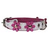 Real Leather Daisy Flowers Dog Collar (White/Pink, 7"-8" Neck; 1/2" Wide)