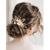 Brishow Gold Leaf Bride Wedding Hair Comb Rhinestone Hair Pieces Flower Bridal Hair Accessories for Women and Girls