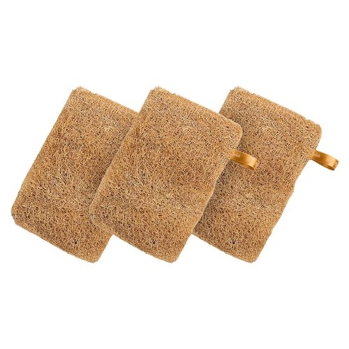 Nat Habit - Back to Natural Secrets Everyday Natural Sun Dried Bath Loofah, Body Sponge & Scrubber for Men & Women, Organic Luffa for Bath Shower Skin Exfoliation Pack of 3 Brown