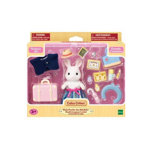 Calico Critters Snow Rabbit Mother's Weekend Travel Set, Dollhouse Playset with Figure and Accessories
