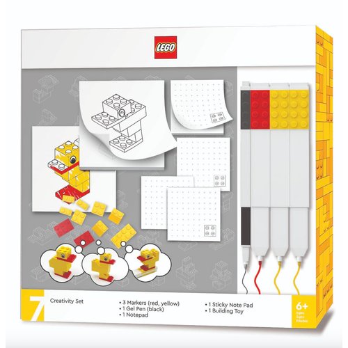 Lego Stationery Creativity Set with Duck Building Toy (53466) Includes 2 Sticky Note Pads, 1 Lego Gel Pen, 3 Lego Markers & a 10 Piece Lego Duck Building Toy, for Girls and Boys
