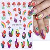 8 Sheets Mushroom Rainbow Nail Art Stickers Colorful Flower Eye Nail Stickers 3D Embossed Engraved Nail Decals Cute Smiling Face Stickers for Nails Art Design Self-Adhesive Nail Art Supplies for Women