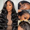 Mayouda Black Body Wave 13X4 hd Lace Front Wig Pre Plucked HD Lace Synthetic Wigs For Black Women Beginner Friendly Long Body Wavy Lace Front Black Synthetic Lace Front Wig