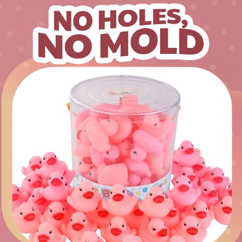 36 Pieces Classic Rubber Duck Bath Toys - No Holes BPA Free Floating Duckies for Boys Baby Shower, Party Favors, Kids Gifts (Pink)
