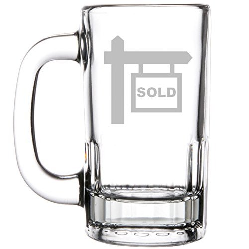 12oz Beer Mug Stein Glass Real Estate Agent Broker Realtor Sold