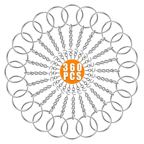 Flasoo 360Pcs Keychains for Crafts, Resin Include Key Rings with Chain, Jump Rings, Screw Eye Pins for DIY Keychain Making