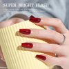 Red Press on Nails Medium Square Fake Nails Wine Red Cat Eye False Nails Shiny Glitter Glue on Nails Full Cover Coffin Acrylic Nails Handmade Nails Press Ons Reusable Nails for Women Manicure 24Pcs