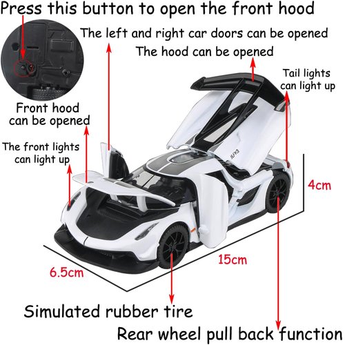 Therina Toy Cars Model Koenigsegg Jesko White Alloy Collectibles Die-cast Vehicles with Sound and Light
