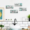 Sunnyray 4 Pcs Farmhouse Spring Bathroom Wall Decor Sign Daisy Tulip Flowers and Butterfly Bathroom Wall Art Relax Soak Unwind Breathe Rustic Wood Plaque Spring Decor(Turquoise, 10 x 4 Inch)