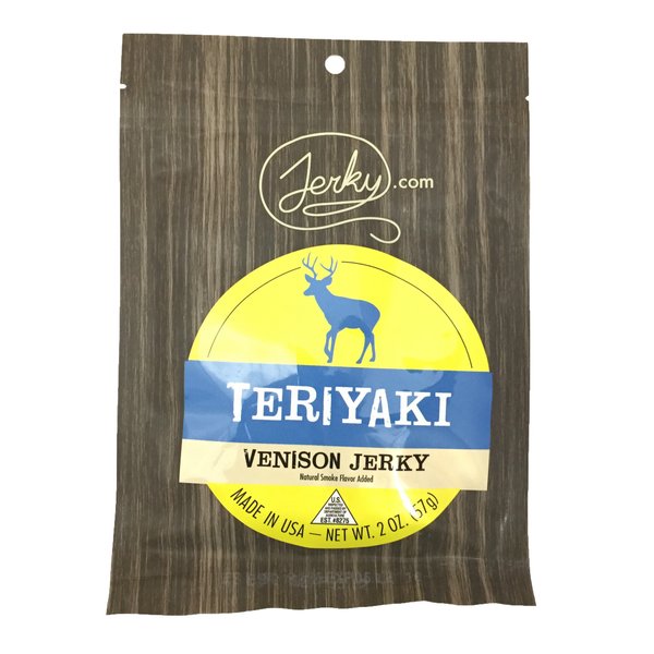 Jerky.com's Exotic Teriyaki Venison Jerky - Wild Game Meat Snacks, Exotic Snacks, High-Protein, All-Natural, No Added Preservatives - Healthy Snacks for Adults - 1.75 oz. (Pack of 1)