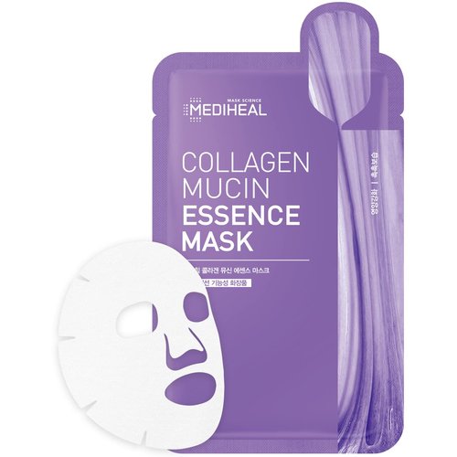 Mediheal Collagen Mucin Essence Facial Mask, Moisturizing & Nourishing Facial Sheet Mask for Stressed Skin, Collagen and Vegan Mucin, Eco-Friendly & Hypoallergenic Cellulose Sheet 15 Sheet