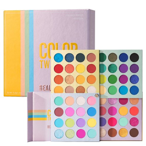MYUANGO Makeup Palette Eyeshadow for Full Face, Color Twist 64 Pigmented Colors Eye Shadow for Eyes, Vegan Matte Shimmer Glitter Colorful 4 Tones in 1