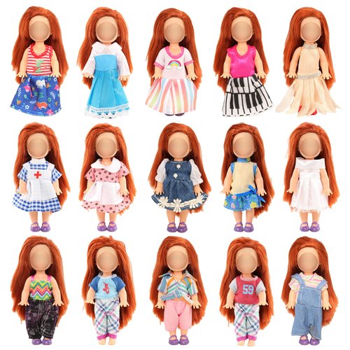 BARWA 6pcs 4 inch Doll Clothes Fashion Dresses Outfit for 4 inch Doll 5 inch Doll