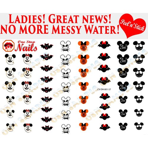 Halloween Mickey Clear Vinyl Peel and Stick Nail Decals (NOT Waterslide) by One Stop Nails V1.