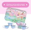 Jewelkeeper Tea Set for Little Girls - 15-Piece Tin Tea Party Set with Ballerina Design - Pretend Play Tea Set with Carrying Case - Ideal Gift for Kids, Includes Teapot, Cups, Saucers, Plates and Tray