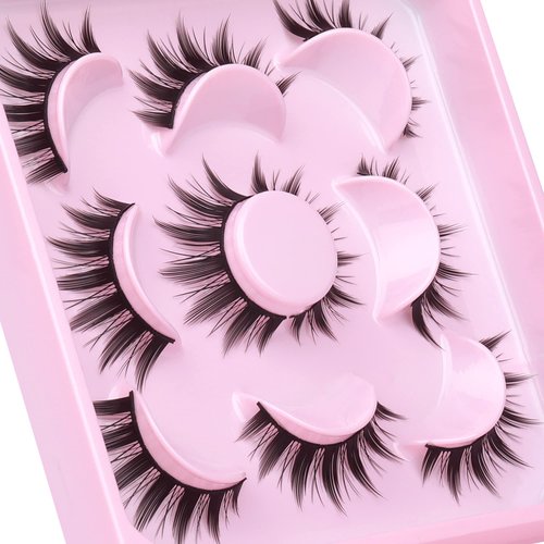 Cosplay Eyelashes Doll Anime Lashes Mink Japanese Spiky Manga Natural False Eyelashes Wispy Long Thick Ruffle Fake Eye Lashes 5 Pairs