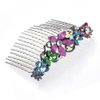 Medium Decorative Hair Comb Rhinestone Crystal Frosted Flowers Bridal Hair Comb, Rainbow
