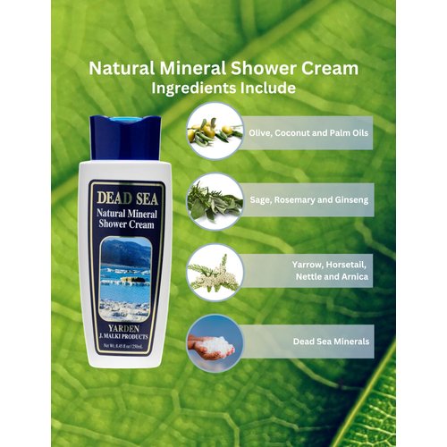 Malki Dead Sea Products Natural Mineral Shower Cream Body Wash | SLS-Free, Vegan-Friendly, Skin-Revitalizing Formula | Soothes Eczema, Psoriasis, and Acne Conditions | Dead Sea Products