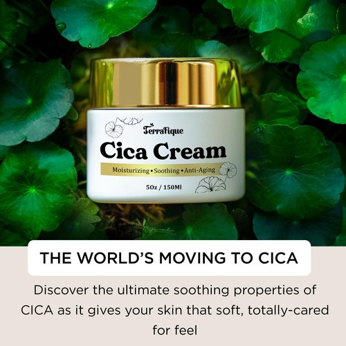 TERRAFIQUE Cica Cream - Centella Moisturizer Face Cream - Anti Aging Face Cream For Women - Hydrating Face Moisturizer For All Skin Types - 5 Oz / 150 Ml