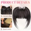KooKaStyle Bangs Hair Clip in Bangs, 100% Real Human Hair Wispy Bangs Clip in Hair Extensions, 3 Secure Clips in Full Fringe French Bangs Fake Bangs (1B# Black)