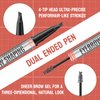 Microblading Eyebrow Pen,2-in-1 Eyebrow Pen and Sealing Brow Gel, 4-Fork-Tip Eyebrow Pencil,Waterproof Eyebrow Pencil,Long-Lasting Eyebrow Brush Eyebrow Pencil for Natural Looking(Gray)