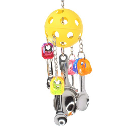 1369 Spoon Pull Bonka Bird Toys Durable Shiny Stainless Steel Pulling Parrot Quaker Cockatoo African Grey
