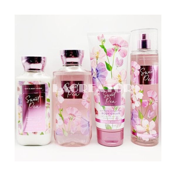 4 Sweet Pea Gift Set bundle Body Cream Shower Gel Body Lotion Mist full size bath body shower