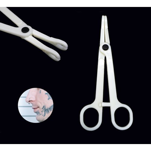 Piercing Clamps 8pcs Disposable Piercing Forceps Clamp Slotted Navel Forceps Piercing Pliers,Suitable for ear, navel, lips, tongue, nose and other body parts piercing tools(TN017-8PCS)