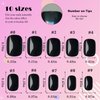 AddFavor 240pcs Press on Nails Short Glossy Black Fake Nail Short Square Full Cover Acrylic Artificial Glue on Nails Kit for Women and Girls