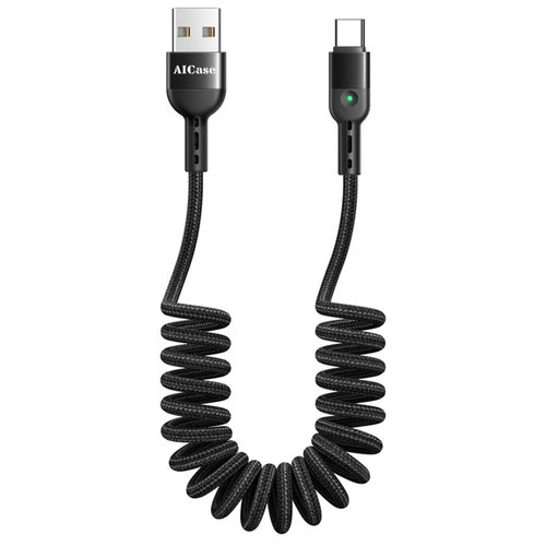 AICase Retractable USB Type C Cable,Coiled Type-C Cable for Car,Charging & Sync Data,USB C Charger Cable for iPhone 16/15/Galaxy S24,S23,S22,S21 S20 Note 20,Pixel,LG,Nintendo Switch,OnePlus_1.5M