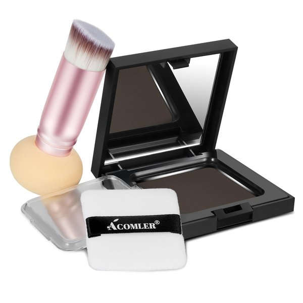 Acomler Root Touch Up Powder Kits, Hairline Powder with Makeup Brush, Hair Color Cover Touch Up Powder for Thinning Hair, Gray Hair Coverage, Hair Loss Root Concealer for Women&Men (Dark Brown)